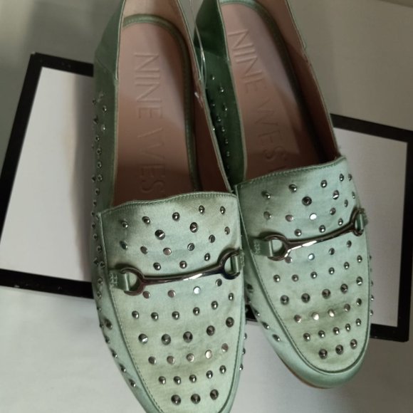Nine West Westoy Green Satin Loafers Flats Size 8 - Picture 12 of 13